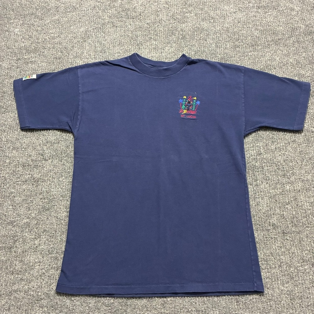Hefty Reggae Rags Mens T-Shirt Size‎ XL Blue Embroidered Casual Short Sleeve